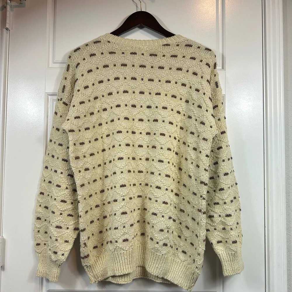 Vintage Trader Bay 501 Made in the USA Grandpa Textured Sweater in Cream Size M